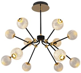 LED luster na tyči GELA 12xLED/5W/230V 3000K čierna/zlatá