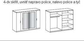 Zostava spálne Nora 180x200 cm, biela/grafitová