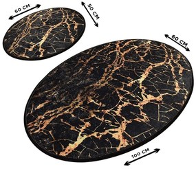 Súprava 2 čiernych oválnych kúpeľňových predložiek Foutastic Gold Marble