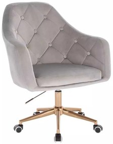 LuxuryForm DESIGN Kreslo ANDORA VELUR na zlatej podstave s kolieskami - svetlosivé