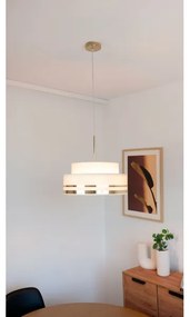 Luster na lanku TAMI 1xE27/60W/230V pr. 40 cm béžová/zlatá