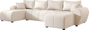 Rozkladacia obojstranná sedacia súprava do U SEVIO 311x145 cm, krémová + 2 vankúšiky ZDARMA