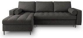 Tmavosivá rozkladacia rohová pohovka Milo Casa Santo, ľavý roh