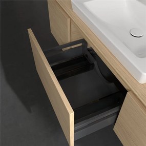 VILLEROY &amp; BOCH Legato závesná skrinka pod umývadlo (umývadlo v strede), 3 zásuvky, s LED osvetlením, 1400 x 500 x 380 mm, Nordic Oak, B684L0VJ