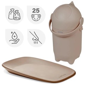Nattou - Kôš na plienky a prebaľovacia podložka SOFTY 50x70 cm hnedá