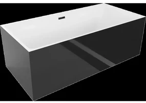 Mexen Nita voľne stojaca vaňa 170 x 80 cm, biela/čierna, čierny prepad - 52091708075-70