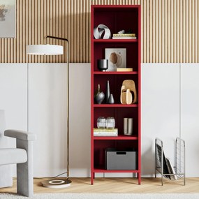 Knižnica do obývačky MARIO, 500 x 1800 x 350 mm, Modern: červená farba