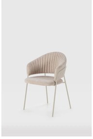 Béžové čalúnené jedálenské kreslá v súprave s podrúčkami 2 ks Leticia – Marckeric