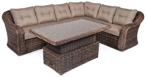 Rohová súprava MONTE CARLO hnedočierna s polohovateľným stolom verzia rohu: pravý roh