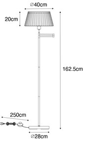 Stojaca lampa bronzová s bielym skladaným tienidlom a nastaviteľným ramenom - Ladas Deluxe