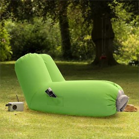 Airlounge, nafukovacia sedačka, 90 x 80 x 150 cm, ruksak, prateľná, polyester, zelená