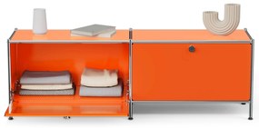 Kovová nízka skrinka »CN3« s výklopnými priehradkami, oranžová