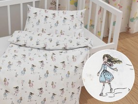 Biante Detské bavlnené posteľné obliečky do postieľky Sandra SA-261 Krasokorčuliarky na krémovom Do postieľky 90x140 a 40x60 cm