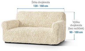 Bielastické poťahy FUCO biobavlna smotanové dvojkreslo (š. 120 - 160 cm)