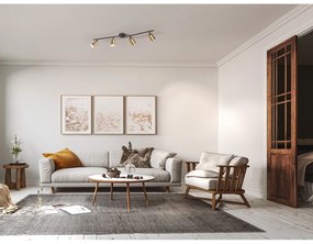 Stropné svietidlo v čiernej a zlatej farbe s kovovým tienidlom ø 8 cm Vano – Fischer &amp; Honsel