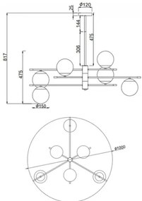 Maytoni MOD048PL-06G - Luster na tyči NOSTALGIA 6xE14/40W/230V