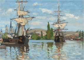 Obraz - Claude Monet, Ships Riding on the Seine at Rouen, reprodukcia (70x50 cm)
