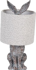 Šedá stolná lampa králik s chlpatým tienidlom Rabbi - Ø 20*43 cm E27/ma* 1*60W