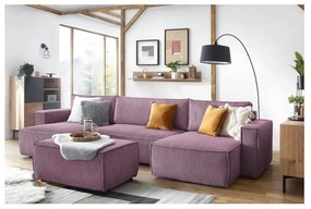 Ružový menčestrový taburet Nihad – Bobochic Paris