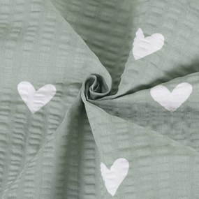 Goldea bavlnený krep - srdiečka na šalviovo zelenom 160 cm