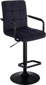LuxuryForm DESIGN Barová stolička VERONA BLACK VELUR na čiernom tanieri - čierna