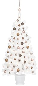 Umelý vianočný stromček s LED a súpravou gulí biely 90 cm 3077631