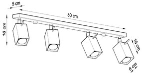 Bodové svietidlo Merida, 4x čierne kovové tienidlo, (možnosť polohovania)