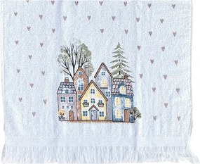 Kuchynský froté uterák s motívom domčekov Hearts & Houses - 40*66 cm