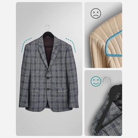 Drevené vešiaky, sada 10 kusov, s ramennými zárezmi, čierne