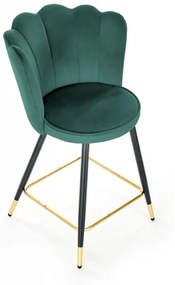 Barová stolička GARDI — zamat, tmavo zelená