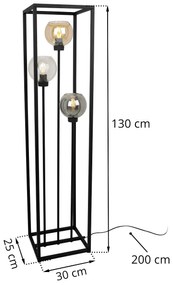 Stojacia lampa Haga Cage, 3x sklenené tienidlo v kovovom ráme (mix 3 farieb)