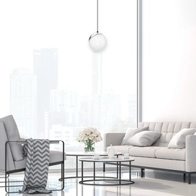 Závesné svietidlo Sfera, 1x biele sklenené tienidlo, b/ch