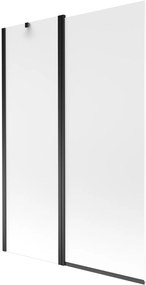 Mexen Flip, 1-krídlová vaňová zástena 120 x 150 cm, 6 mm námraza sklo, čierny profil, 894-120-101-70-30