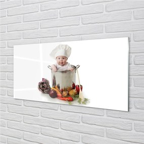 Sklenený obklad do kuchyne Detské zeleniny v hrnci 120x60 cm