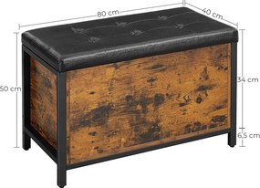 Lavica s úložným priestorom, truhlica, rustikálna hnedá, čierna
