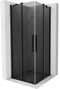 Mexen Velar Duo, sprchový kút s posuvnými dverami 100 x 100 cm, 8mm šedé sklo, čierna matná, 871-100-100-42-70