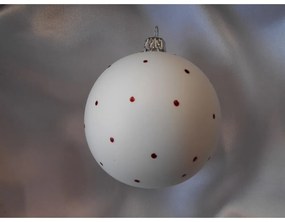 Vianočné gule 8 cm dekor bodky/airbrush SET/6ks - červené bodky
