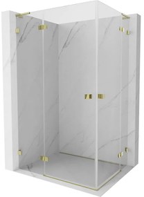Mexen Lunar, L Duo výklopný sprchový kút 115 x 70 cm, 8mm číre sklo, zlatý profil, 834L-115L-070P-50-00