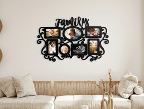 drevko Rodinný fotorámik na viac fotiek Family Farba dekorácie: Čierna