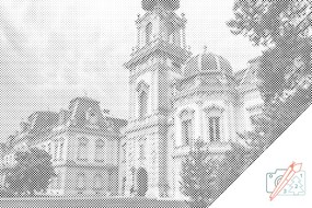 Gario Bodkovanie Palác Keszthely Rozmery: 60 x 40 cm, Rámovanie: Iba zrolované plátno, Farba bodiek: Čierna