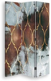 Ozdobný paraván, Marocký jetel v hnědé barvě - 110x170 cm, trojdielny, korkový paraván