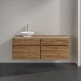 VILLEROY &amp; BOCH Legato závesná skrinka pod umývadlo na dosku (umývadlo vľavo), 4 zásuvky, 1400 x 500 x 550 mm, Oak Kansas, B58800RH