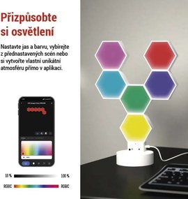 Stolová LED lampa GoSmart Hexagon 6 dielov viacfarebná/biela