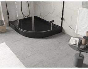 Mexen Flow+, štvrťkruhová asymetrická sprchová vanička, ľavá, 90 x 80 cm, čierna matná, 46Q708090LH