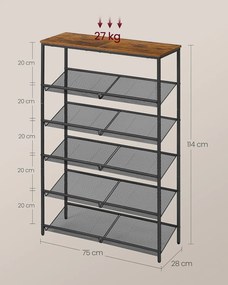 Topánkovník Vasagle Melas 114 cm čierny/hnedý