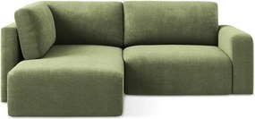 Zelená ženilková rozkladacia/s úložným priestorom rohová pohovka (ľavý roh/do L) Kona – Makamii