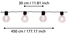 Eglo 900213 - LED Vonkajšia dekoračná reťaz PARTAJ 16xLED/0,064W/24V IP44 čierna