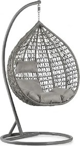 Sivé závesné kreslo KOKON so stojanom, svetlý vankúš