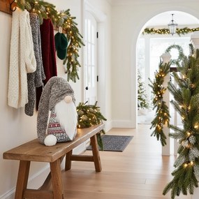 Vánoční skřítek ELF 044 - 72 cm šedý/bílý/červený