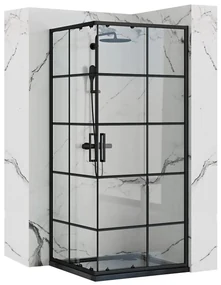 Rea Concept, sprchovací kút 80x80x190 cm, čierny profil + čierna sprchová vanička Savoy, KPL-K1004